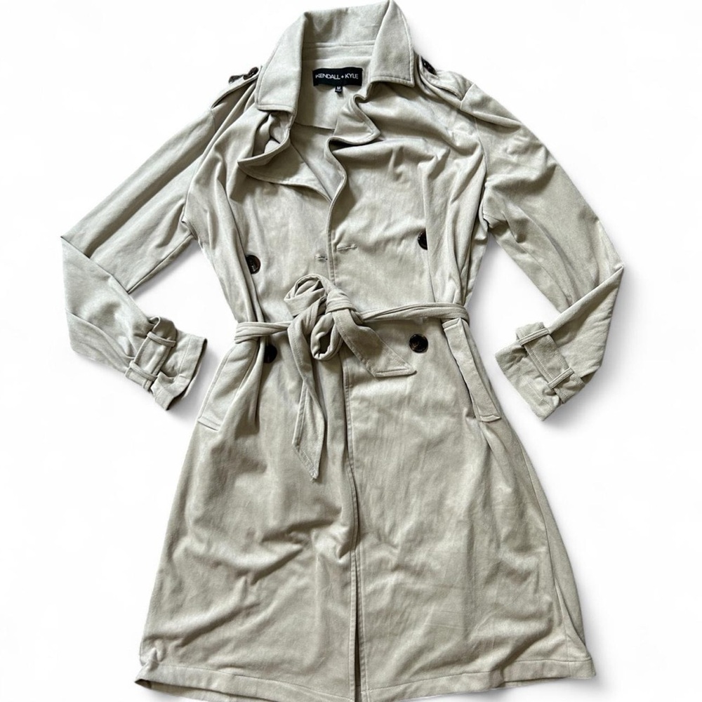 Kendall & Kylie Cream Suede Like Trench Coat